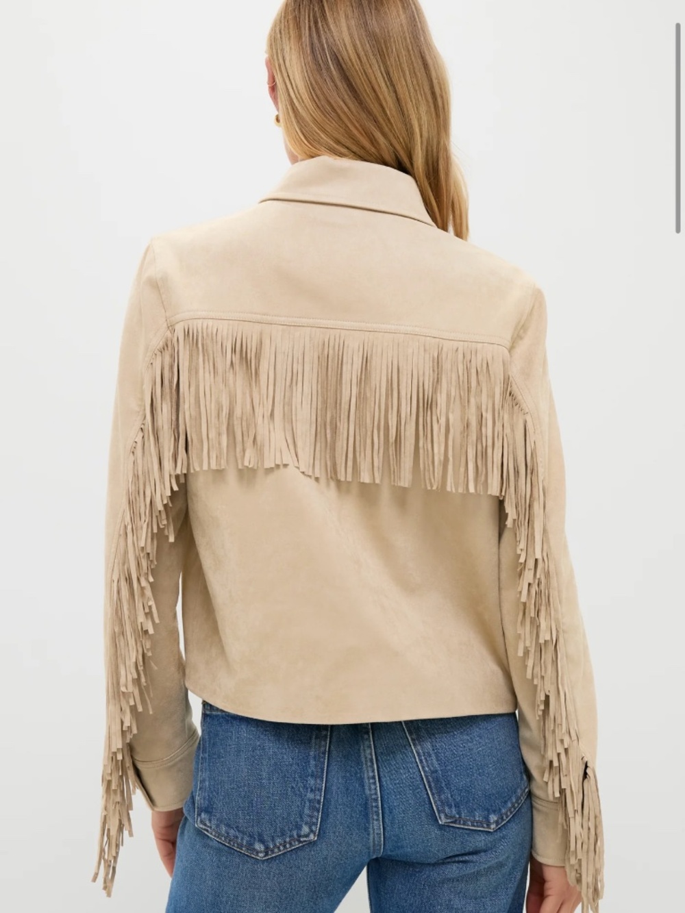 NWT Tuckernuck Hyacinth House Biscotti Faux Suede Fringe Lauren Jacket Small - Picture 2 of 8